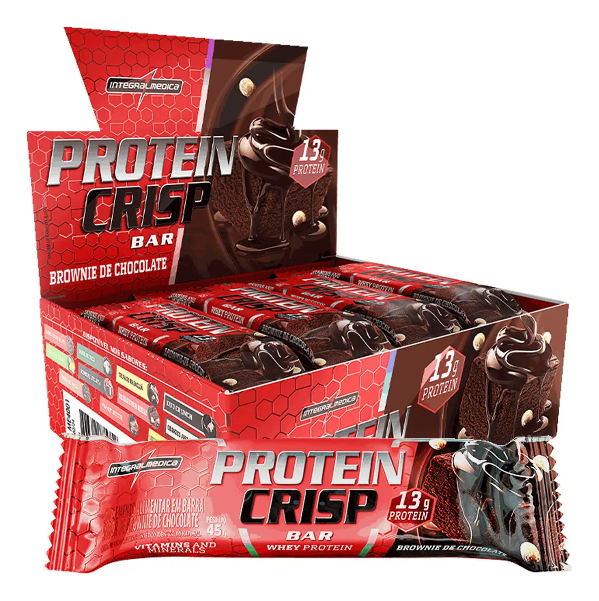 Barra de Proteína Whey Crisp Bar Integralmedica 12un Brownie Chocolate